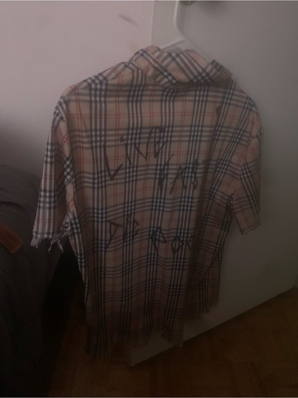 Customed Classic Check Short-Sleeve Shirt in Beige Plaid